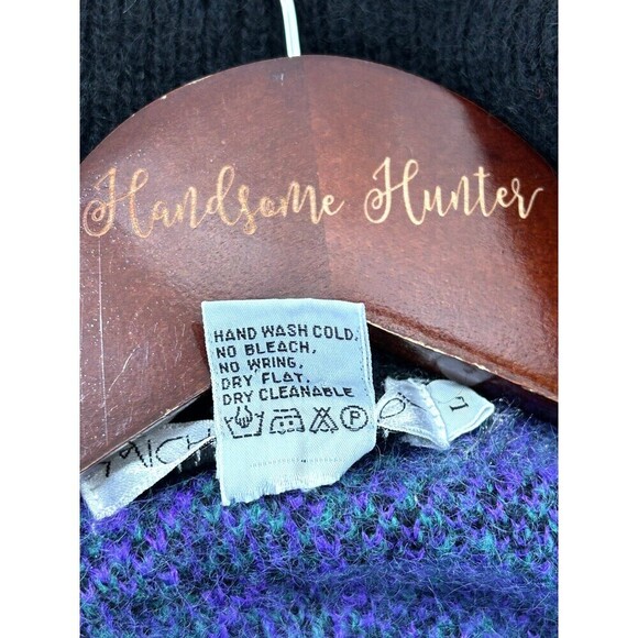 Michael Carol Women Sz L Grape Print Cardigan Mohair Balloon sleeve Sweater R1 - Picture 12 of 12